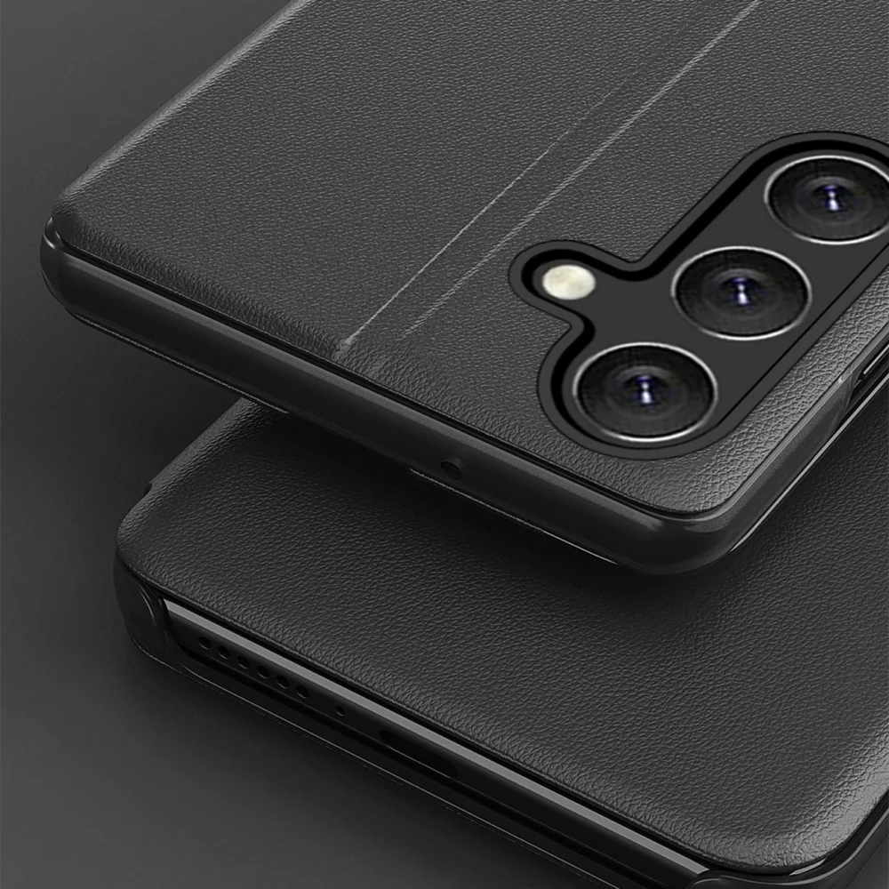 Eco Leather View Case for Samsung Galaxy S25+ with Flip Stand - Blackeng