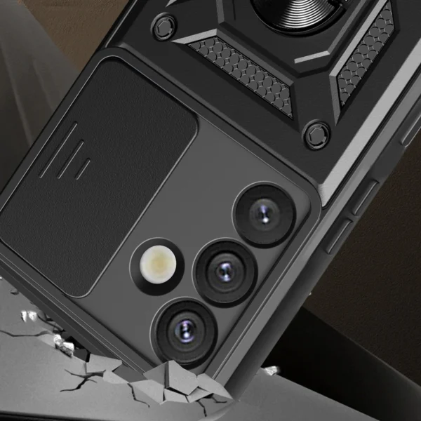 Hybrid Armor Camshield with Camera Cover and Metal Ring for Samsung Galaxy S25+ - Blackeng