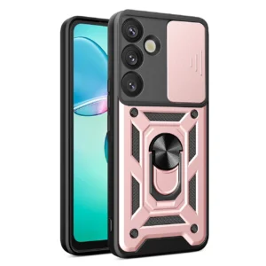 Hybrid Armor Camshield with Camera Cover and Metal Ring for Samsung Galaxy S25+ - Pinkeng