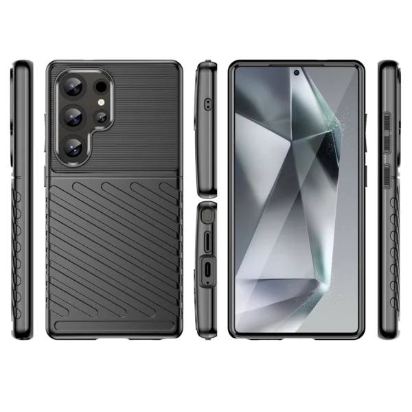 Thunder Case Samsung Galaxy S25 Ultra Silicone Armored Case - Blackeng