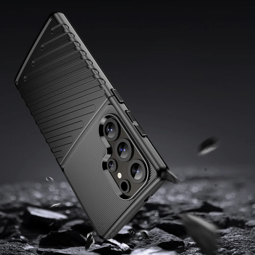 Thunder Case Samsung Galaxy S25 Ultra Silicone Armored Case - Blackeng
