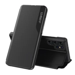 Eco Leather View Case for Samsung Galaxy S25 Ultra with Flip and Stand - Blackeng