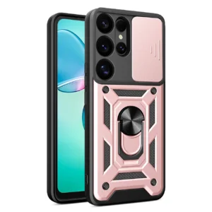 Hybrid Armor Camshield with Camera Cover and Metal Ring for Samsung Galaxy S25 Ultra - Pinkeng