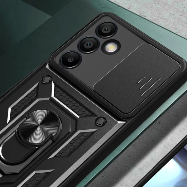 Hybrid Armor Camshield with Camera Cover and Metal Ring for Samsung Galaxy S24 FE - Blackeng