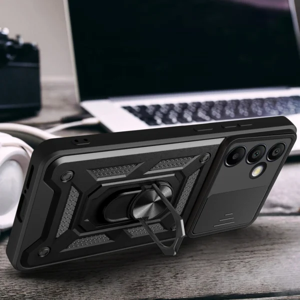 Hybrid Armor Camshield with Camera Cover and Metal Ring for Samsung Galaxy S24 FE - Blackeng