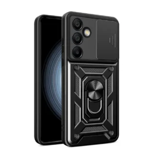 Hybrid Armor Camshield with Camera Cover and Metal Ring for Samsung Galaxy S24 FE - Blackeng