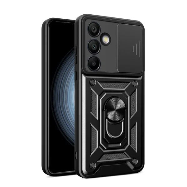 Hybrid Armor Camshield with Camera Cover and Metal Ring for Samsung Galaxy S24 FE - Blackeng