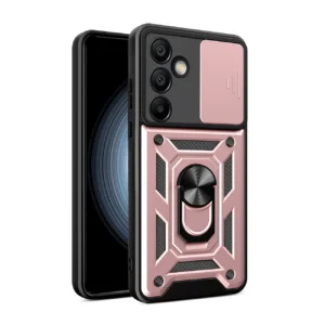 Hybrid Armor Camshield with Camera Cover and Metal Ring for Samsung Galaxy S24 FE - Pinkeng