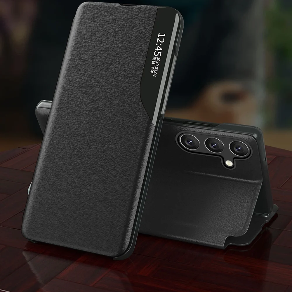Eco Leather View Case for Samsung Galaxy A16 / A16 5G with Flip and Stand - Blackeng