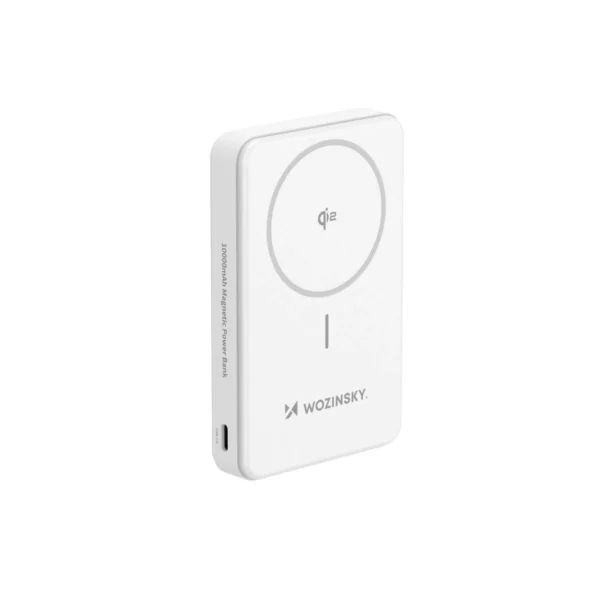 Powerbank Wozinsky WLWP-10KA0Y3WS 22.5W PD Qi2 10000 mAh, with stand, 1x USB-A, 1x USB-C - whiteeng