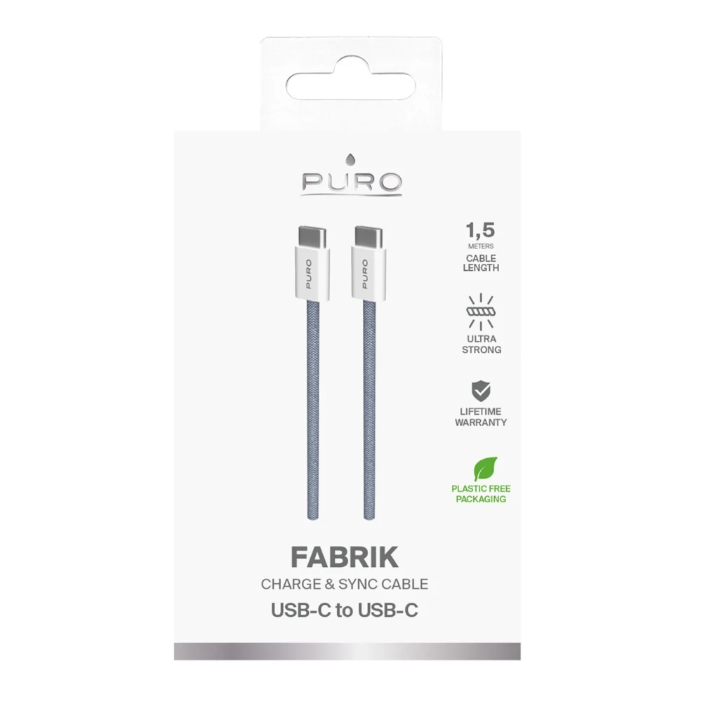 Puro Fabrik 60W USB-C - USB-C Cable 1.5m - Blueeng