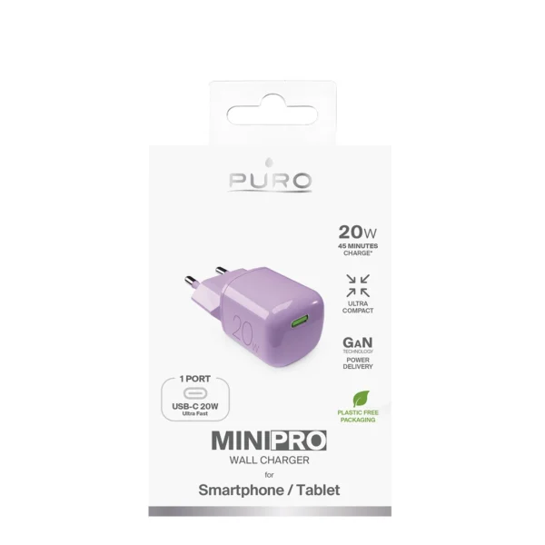 Puro 20W GaN USB-C Wall Charger - Pinkeng
