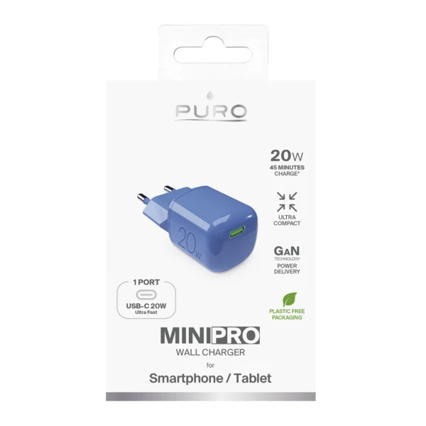Puro 20W GaN USB-C Wall Charger - Blueeng