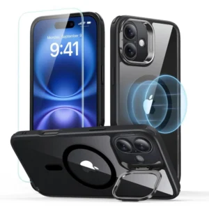 ESR Classic Hybrid Kickstand Halolock MagSafe iPhone 16 Plus + Tempered Glass Screen Protector - Blackeng