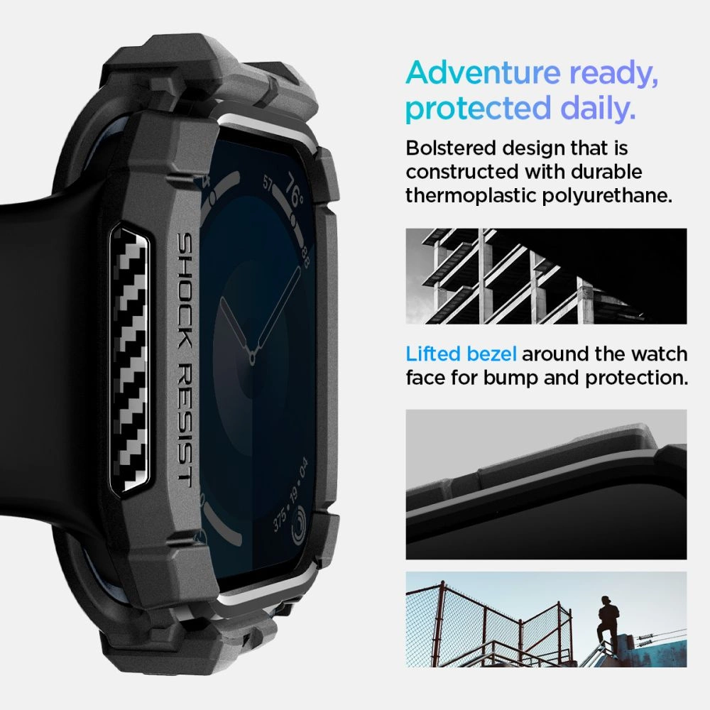 Spigen Rugged Armor Case for Apple Watch 10 46mm - Blackeng