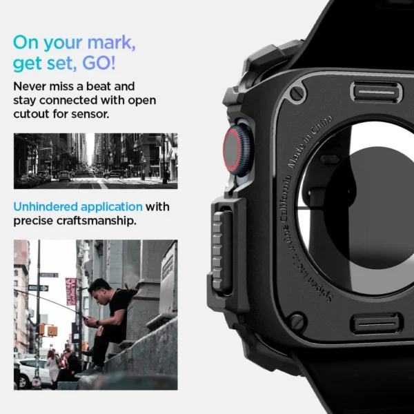 Spigen Rugged Armor Case for Apple Watch 10 46mm - Blackeng