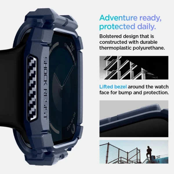 Spigen Rugged Armor Case for Apple Watch 10 46mm - Navy Blueeng