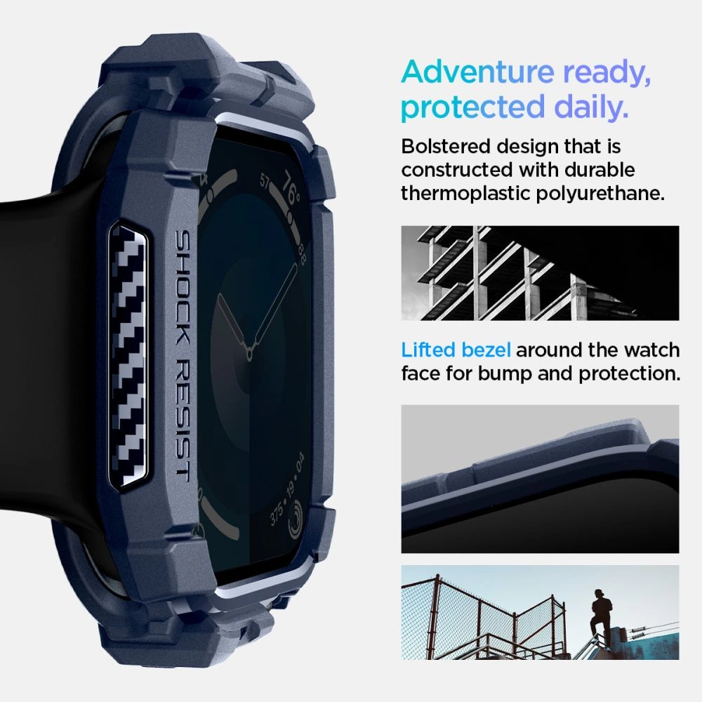 Spigen Rugged Armor Case for Apple Watch 10 46mm - Navy Blueeng