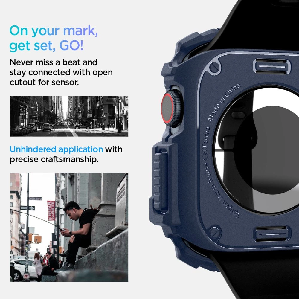 Spigen Rugged Armor Case for Apple Watch 10 46mm - Navy Blueeng