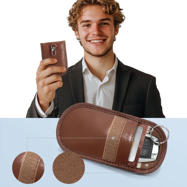 Tech-Protect KLR100 RFID Blocking Car Key Case - Browneng