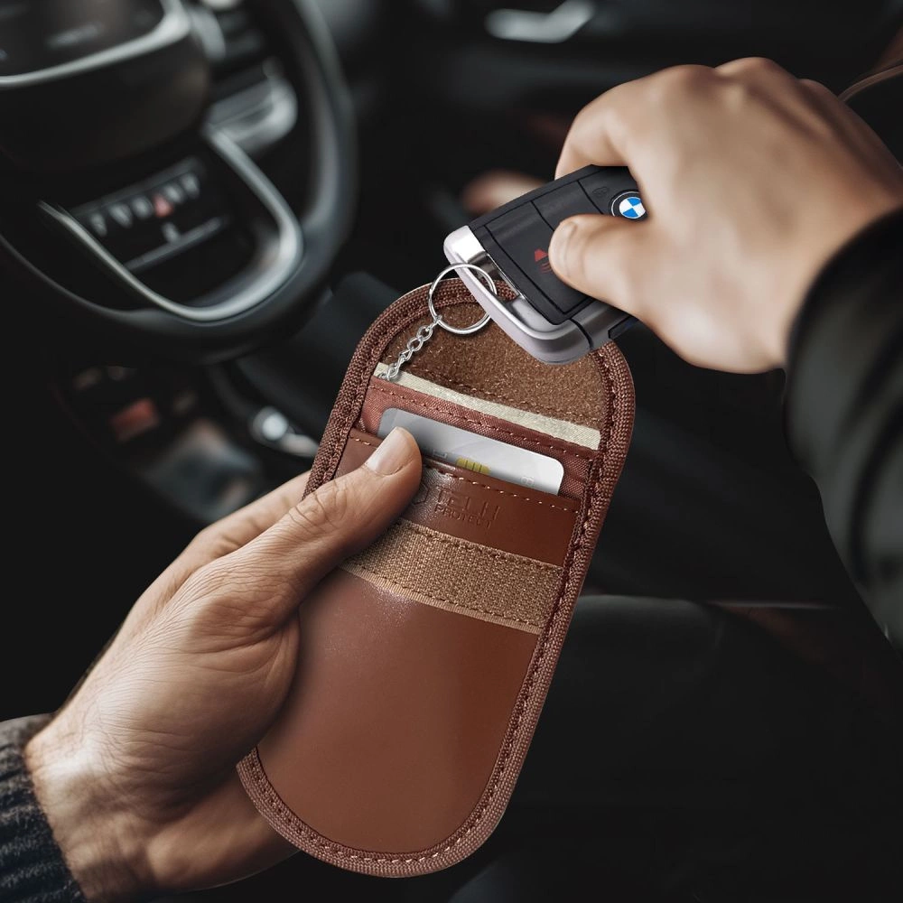 Tech-Protect KLR100 RFID Blocking Car Key Case - Browneng