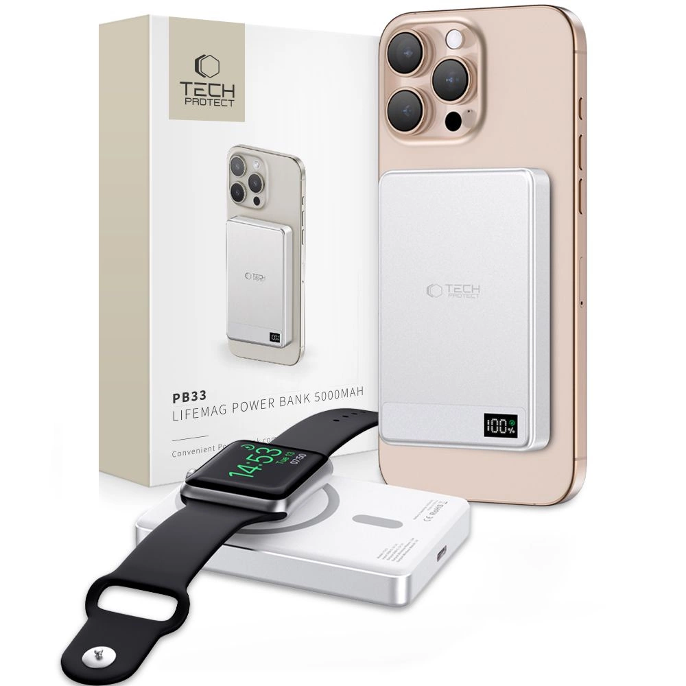 Powerbank Tech-Protect PB33 LifeMag MagSafe 5000mAH - silvereng