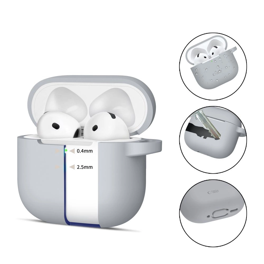 Tech-Protect Silicone Hook Case for AirPods 4 - Grayeng