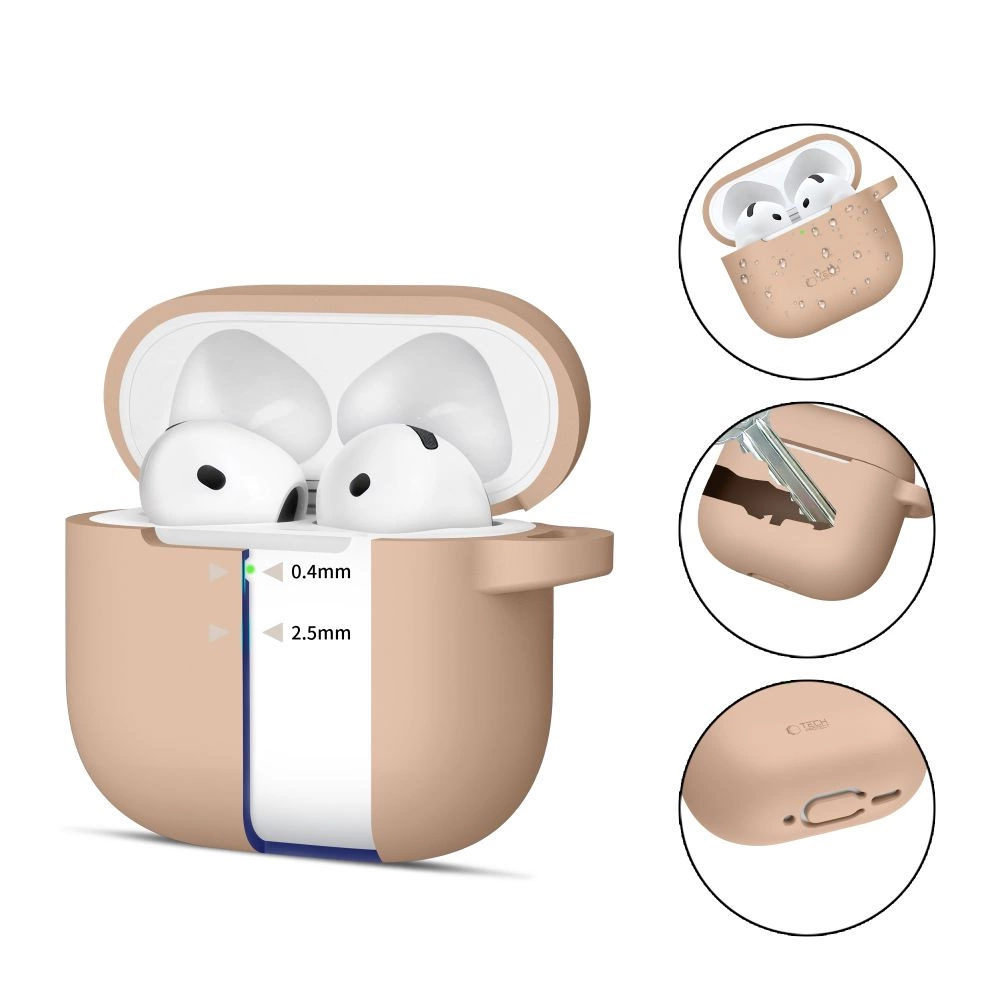 Tech-Protect Silicone Hook Case for AirPods 4 - Beigeeng