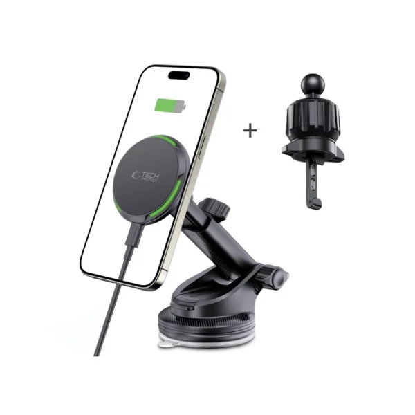 Tech-Protect MM15W-V7 QI2 Car Holder with Inductive Charger - Blackeng