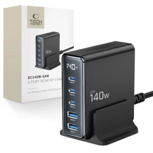 Tech-Protect DC140W-GAN 5-PORT PD140W/QC3.0 Charging Station - Blackeng