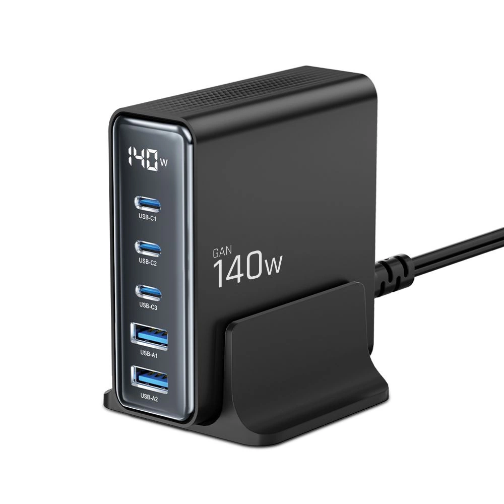 Tech-Protect DC140W-GAN 5-PORT PD140W/QC3.0 Charging Station - Blackeng