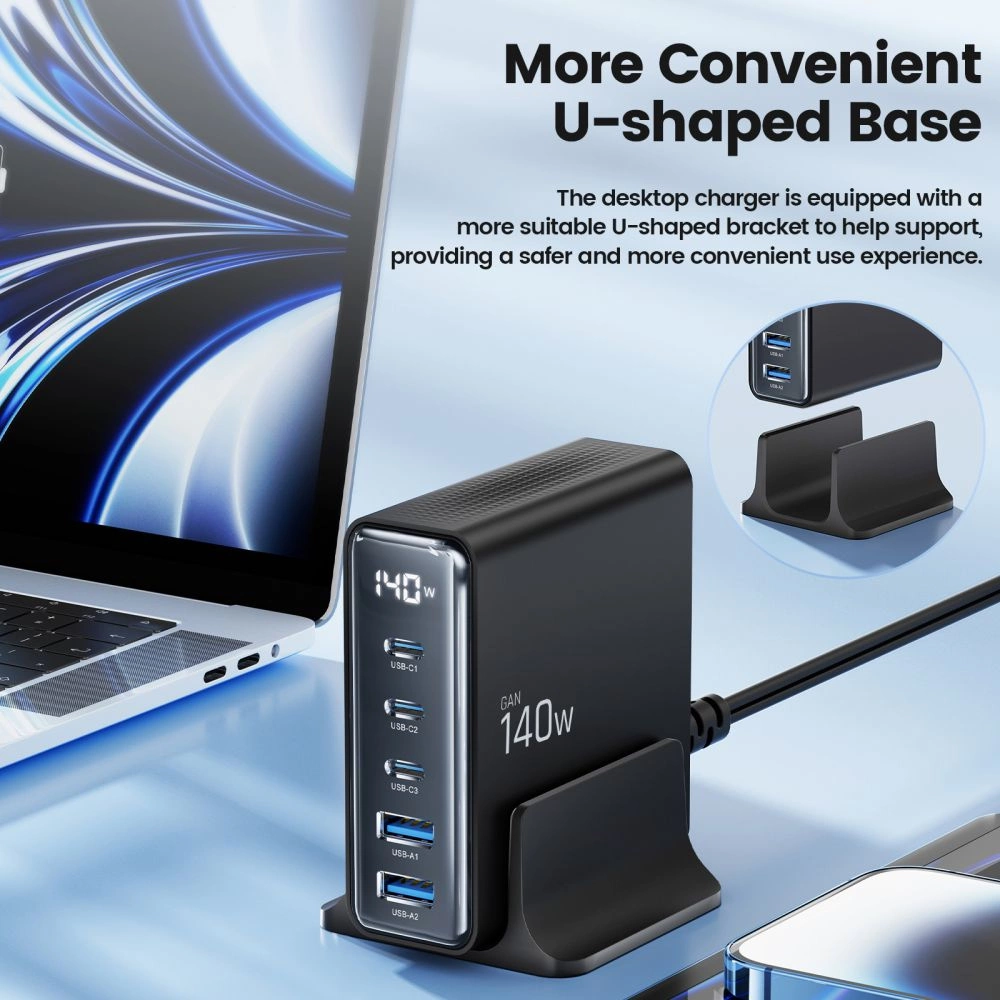 Tech-Protect DC140W-GAN 5-PORT PD140W/QC3.0 Charging Station - Blackeng