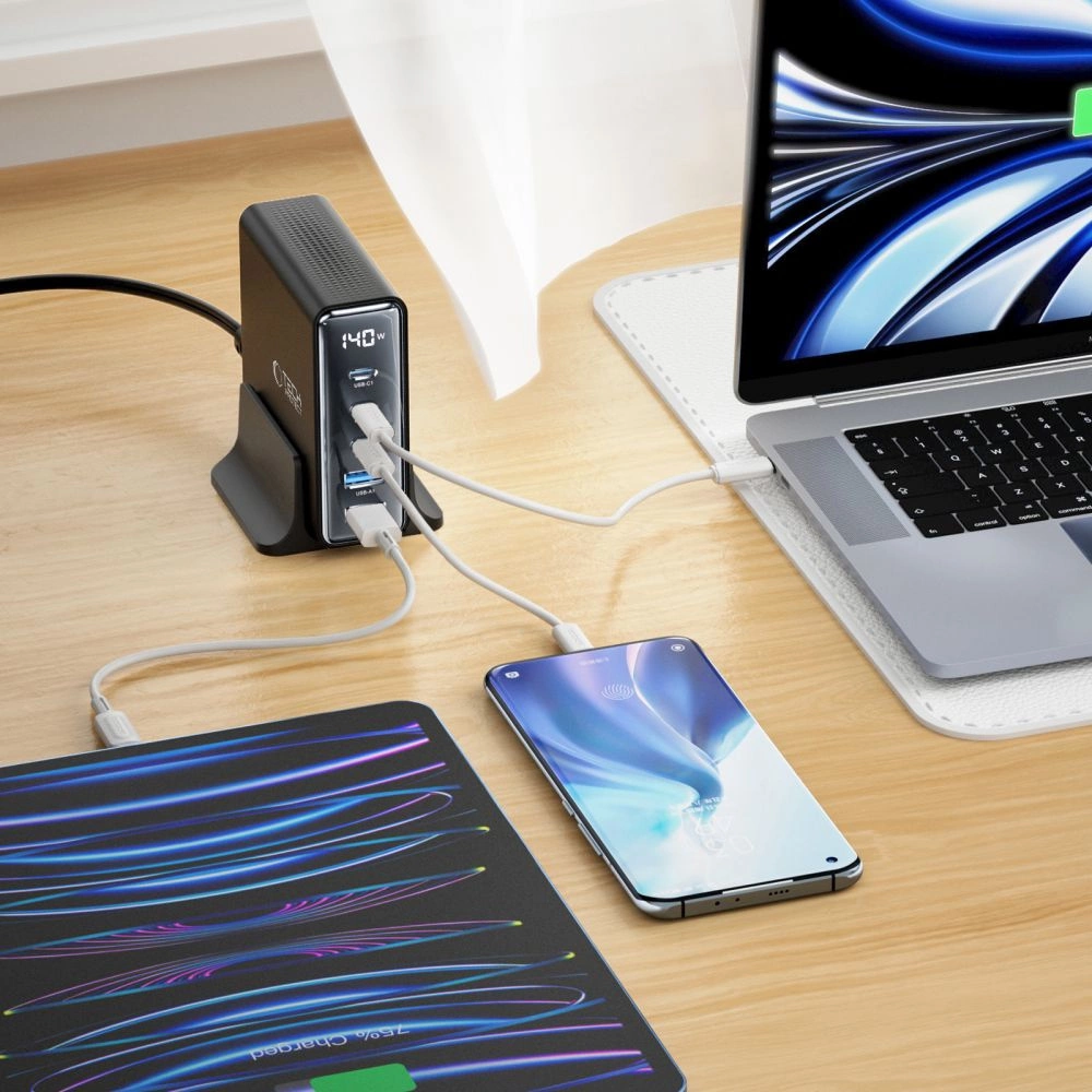 Tech-Protect DC140W-GAN 5-PORT PD140W/QC3.0 Charging Station - Blackeng