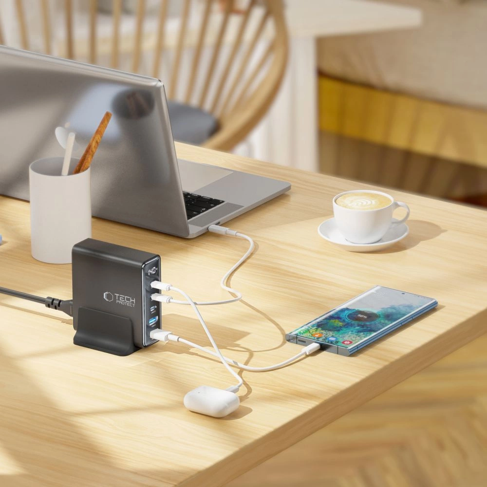 Tech-Protect DC140W-GAN 5-PORT PD140W/QC3.0 Charging Station - Blackeng