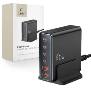 Tech-protect DC80W-GAN 6-PORT PD80W/QC3.0 Charging Station - Blackeng