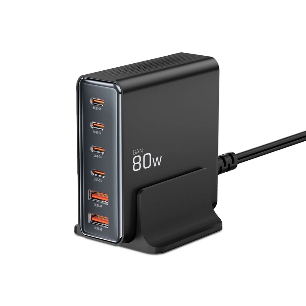 Tech-protect DC80W-GAN 6-PORT PD80W/QC3.0 Charging Station - Blackeng