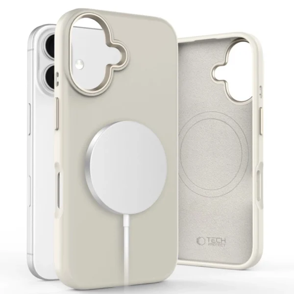 Tech-Protect Silicone PU MagSafe iPhone 16 Case - Beigeeng