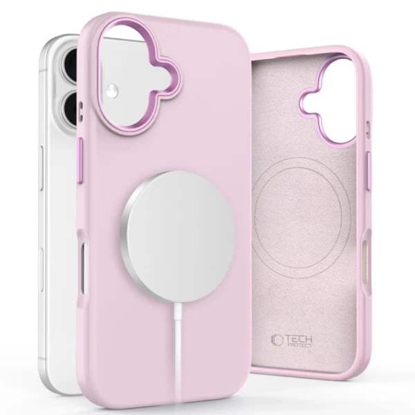 Tech-Protect Silicone PU MagSafe iPhone 16 Case - Pinkeng