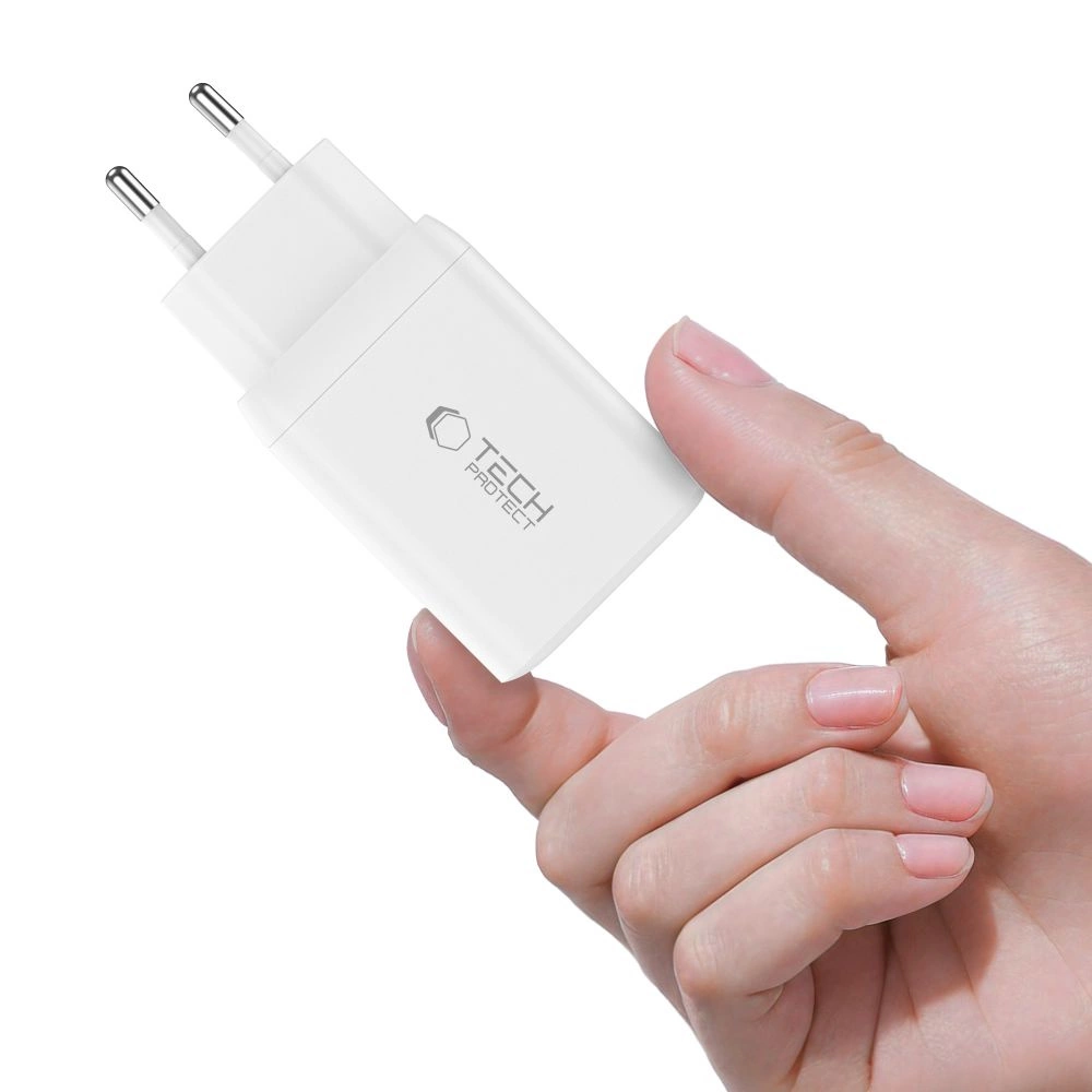 Tech-Protect NC45W-GAN 2-PORT PD45W Charger + TYPE-C CABLE - whiteeng