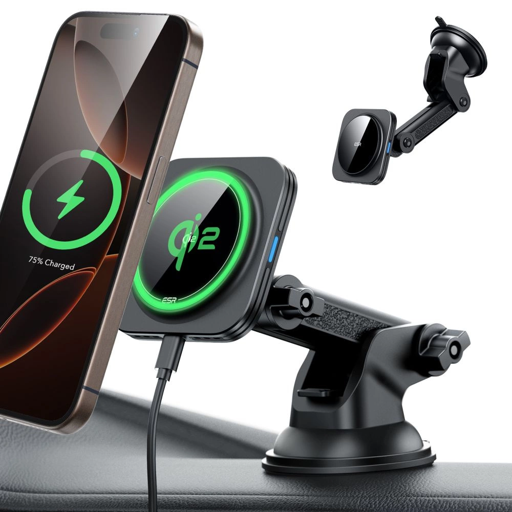 ESR Halolock Magnetic MagSafe QI2 15W Car Holder - Blackeng
