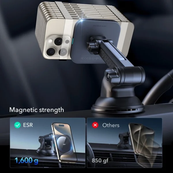 ESR Halolock Magnetic MagSafe QI2 15W Car Holder - Blackeng