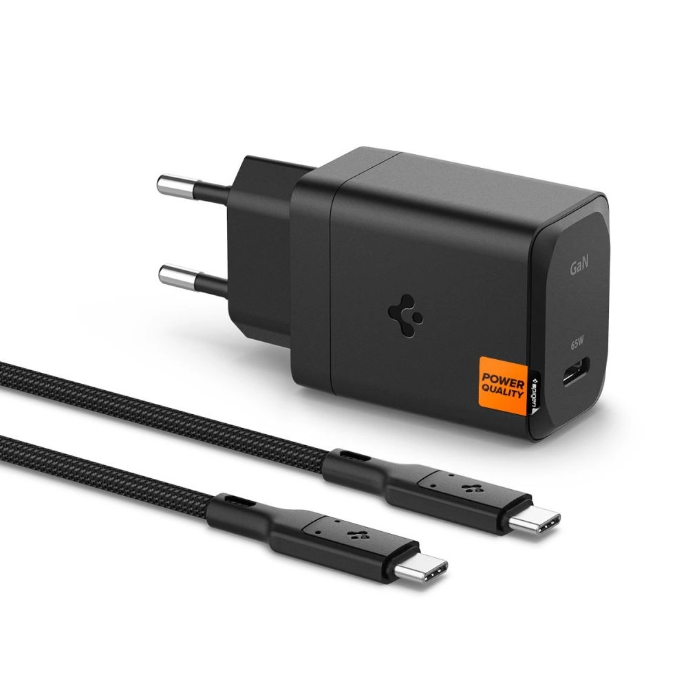 Spigen ArcStation Pro Charger + USB-C 65-W Cable - Blackeng