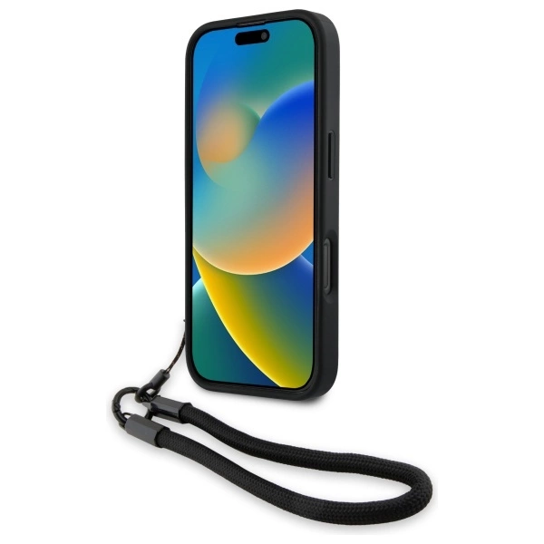 BMW Signature Leather Wordmark Cord Case for iPhone 16 Pro Max - Blackeng