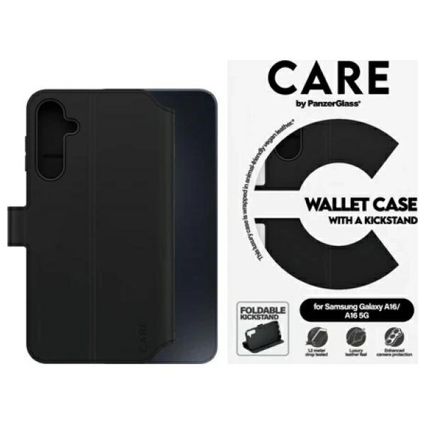 CARE by PanzerGlass Feature Kickstand Wallet Case for Samsung Galaxy A16 / A16 5G - Blackeng