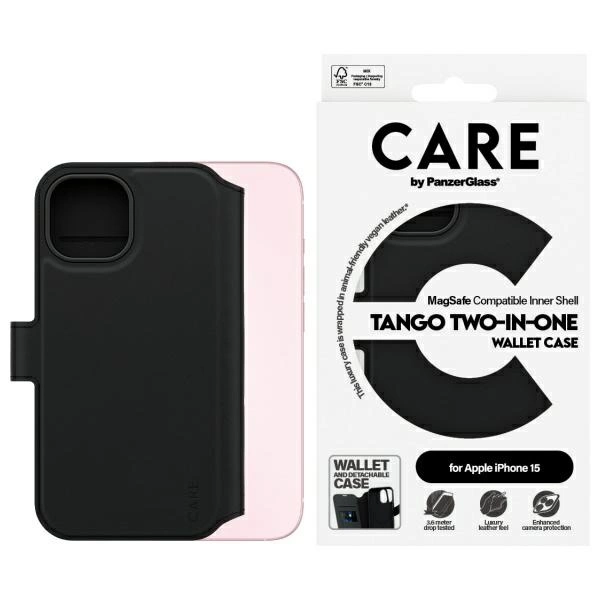 CARE by PanzerGlass Feature Tango 2in1 Wallet MagSafe Case for iPhone 15 - Blackeng