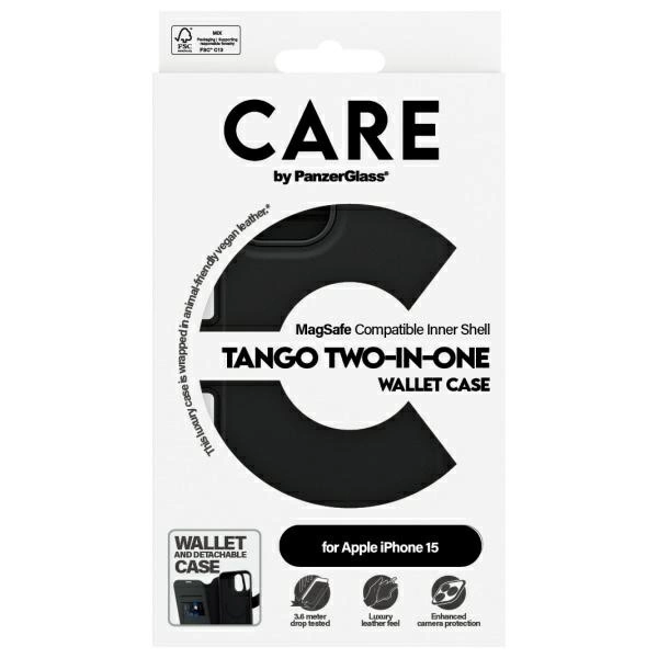 CARE by PanzerGlass Feature Tango 2in1 Wallet MagSafe Case for iPhone 15 - Blackeng