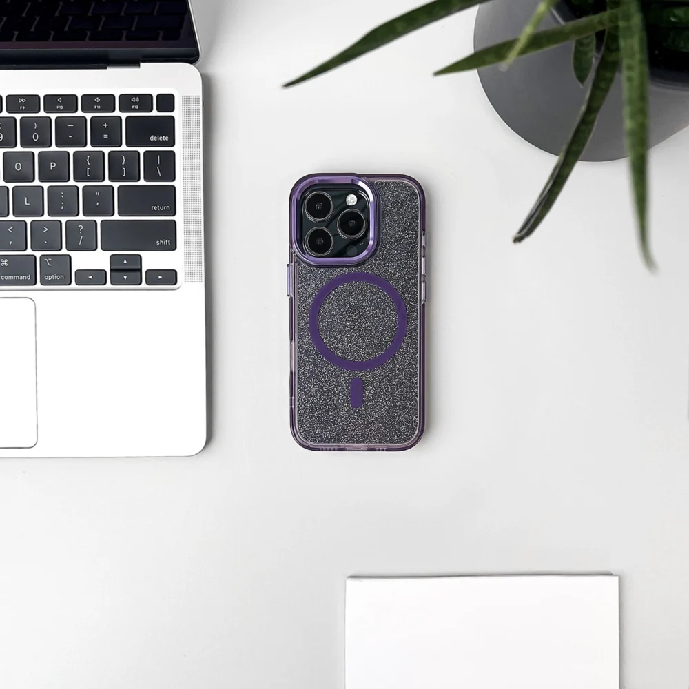 Wozinsky Glitter Case with Mag Safe for Samsung Galaxy S25 - Purple with Glittereng