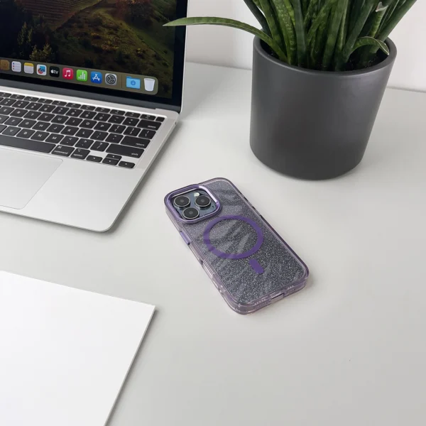 Wozinsky Glitter Case with Mag Safe for Samsung Galaxy S25 - Purple with Glittereng