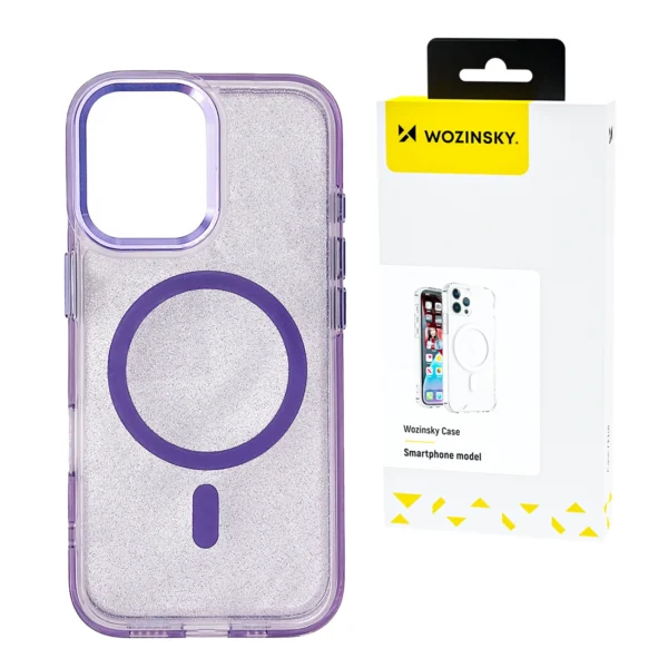 Wozinsky Glitter Case with Mag Safe for Samsung Galaxy S25 - Purple with Glittereng