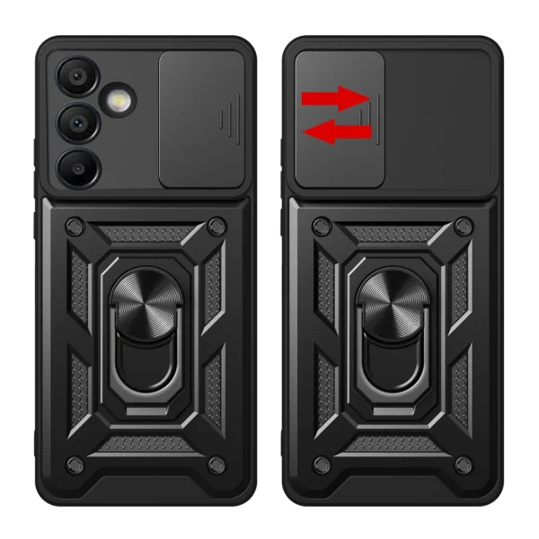 Hybrid Armor Camshield with Stand and Camera Cover for Samsung Galaxy A56 - Blackeng
